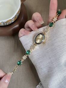 1件女士金色圓形石英手錶，精緻時尚，適合日常配戴，生日/畢業禮物，派對與聚會 - 金色 - 查看 5