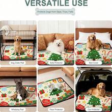 1pc Christmas Decoration Pet Mat, Dog Bed Pad, Home Pet Mat, Cute Cartoon Pet Mat, Pet Resting Pad, Machine Washable, Suitable For All Seasons - Multicolor - View 5