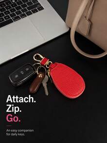 1pc Mini Litchi Grain Car Key Pouch Unisex Car Key Storage Bag Creative Fashion Minimalist Pendant PU Keychain,Coin Purses - Multicolor - View 6