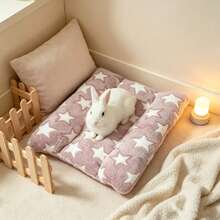 1pc Cozy Wrap-Around Pet Bed For Rabbits & Small Animals - Soft Plush Cushion With Raised Edges For Security, Machine Washable Sleeping Mat - Pink - View 5