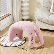 1pc Cute Cat Shaped Fleece Stool, U-Shaped Animal Footrest, Modern Soft Padded Low Stool, Entryway Shoe Bench, Bedroom Living Room Home Decor - Multicolor - View 11