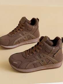 Women's Casual Sports Shoes With Thermal Lining - Coffee Brown - View 2