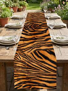 1pc Classic Leopard Print Table Runner, High-Quality Polyester Material, Decorative For Home, Kitchen, Living Room, Dining Table, Birthday Party, Family Gathering, Theme Party, Multiple Sizes Available - A - View 8