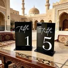 5pcs/10pcs Black Acrylic Wedding Table Number Signs 10*15cm Modern Calligraphy Printed Self-Standing Table Cards Reusable Easy To Install Personalized Industrial Style Suitable For Wedding Birthday Party Restaurant Commercial Graduation Ceremony Wedding Favors Table Centerpiece Home Decor - Black - View 6