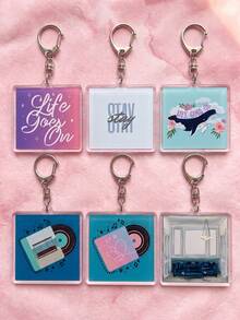 1Pc/6Pcs BangTang Pop Theme Fan Support Pattern Keychain, Cute Asymmetrical Shaped Metal Butterfly Buckle Functional Pendant Decoration, Suitable For Fan Meetups, Concert Support, Birthday Gifts, Student Backpack Decoration, Merchandise Collection, Holiday Celebration And All Season Use - Style 4 - View 6