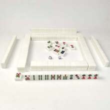 Chinese Mahjong Set 144 Pieces | 144 Pieces Engraved Grandma Dish Mahjong, Green Bamboo Pattern Design, Portable And Compact, Suitable For Dorm, Home, Travel, Includes Dice - Multicolor - View 7