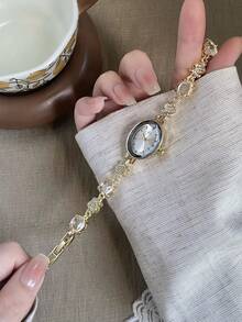 1件女款金色圓形石英手錶，優雅時尚，適合日常佩戴，生日/畢業禮物，派對與聚會 - 金色 - 查看 5