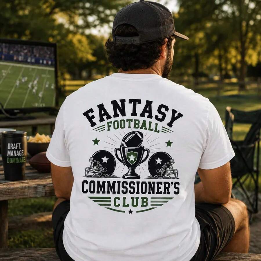 Fantasy Football Commissioner Shirt, Funny FFL Gift, League Trophy T-Shirt - 白色 - 查看 1