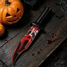 Large Bloody Ghost Face Plastic Prop Knife, Halloween Cosplay Scream Red & Black Bleeding Toy Knife - Multicolor - View 9