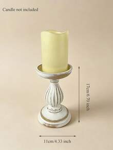 1pc Antique Distressed Wooden Candle Holder, Rustic Roman Column Style Candle Stand, Farmhouse Style Candle Holder, Suitable For Home Decor, Room Decor, Table Decor, Desktop Decor, Garden Decor, Wedding Centerpiece Decor - Multicolor - View 10