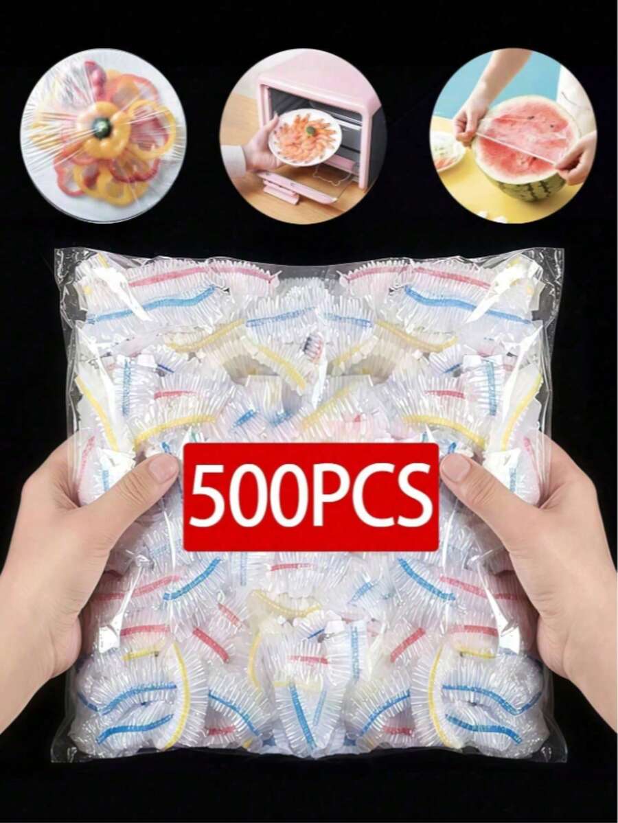 200PCS Disposable Plastic WrapFor Keeping Leftover Foods FreshWith Elastic And Self Seal Closure,Suitable For Covering Bowls AndDishes, Home Use