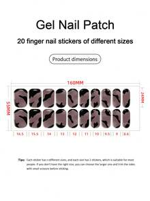 20pcs Semi-Cured Gel Nail Stickers, Long-Lasting Salon-Quality Nail Decals, Easy To Apply And Remove, UV Light Compatible - Multicolor - View 3