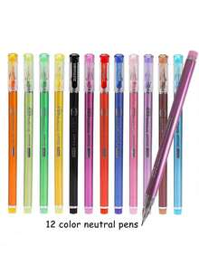 12-Color Diamond Neutral Pen Set With Storage Box, 0.5mm Fine Tip Colored Pens, Smooth Writing Diary Pens, Suitable For Note-Taking, Drawing, Sketching, Bookkeeping, School And Office Supplies - Diamond Gel Pen Set - View 4