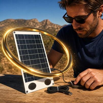 Curear Panel de carga solar USB portátil, cargador solar compacto de 3W o 10W con ventosas y ganchos para camping