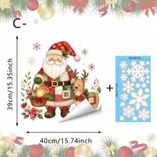 1pc Christmas Window Sticker, Retro Checkered Santa, Snowman And Reindeer Glass Sticker, Vinyl Reusable Sticker, Suitable For Home Store Windows, Holiday Party Decorations - Multicolor - View 12
