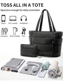 1pc Women's Tote Bag With Multi-Layer Storage, Cup Holder And Pen Holder, Suitable For Daily Home Storage, Daily Commute, Business Travel, Ideal For Holiday Gifts And Short Trips - Multicolor - View 6