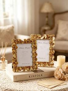 1pc European Style Arched Lace Decorative Photo Frame (Random Photo Paper/No Photo Paper), Rococo Arched Frame, Vertical Wall-Mounted Photo Frame, Gilded Picture Frame, Wedding Photo Frame, Luxury Photo Frame, Girls' Desktop Display, Suitable For Photo Display Home Decor, Gift Photo Frame, Photography Photo Frame - A - View 6