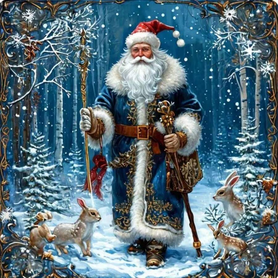 1PC DIY 5D Diamond Painting Kit Santa Claus Pattern - Round Full Drill Art Mosaic Craft, Home Wall Decor, Unframed - No Frame - View 1