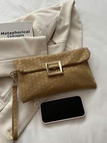 New Fashion Women's Envelope Bag, Versatile Solid Color Handbag, Large Capacity Casual Tote - Khaki - View 10