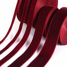 1pc 10/15/20/25/38mm Velvet Ribbon, Christmas, New Year Satin Ribbon, Handmade Wedding Party Decoration Ribbon, For Gift Wrapping, DIY Hair Accessories Bows, Christmas Tree Wreath Decoration Ribbon Bows - View 5