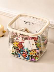 1pc Multifunctional Dust-Proof Cosmetic & Hair Accessory Storage Box, Makeup Box, Desktop Decor Box, Desktop Trash Can, Women's Storage Box, Suitable For Hair Ties, Hair Clips, Headbands, Hair Ropes, Cosmetics, Travel Essentials, Dorm Supplies, Autumn - Multicolor - View 13