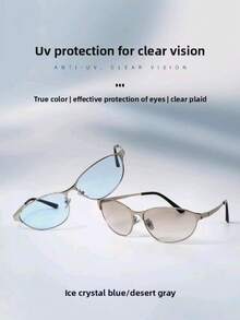 1 Pair Women's Silver Aviator Metal Frame Double Bridge Design Personalized Fashion Glasses - Multicolor - View 3