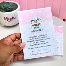 Talão/Bloco de agradecimento - bloco de notas - Rosa Bebê - Visão 1