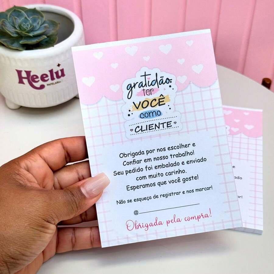 Talão/Bloco de agradecimento - bloco de notas - Rosa Bebê - Visão 1