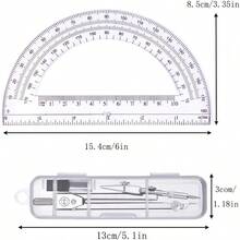 Protractor And Compass Set, Compass Protractor Set, Protractor, Compass Geometry, Math Compass, Compass School, Math Compass And Protractor, Geometry Tools Set, Geometry Set (Silver) - 12cm - View 2