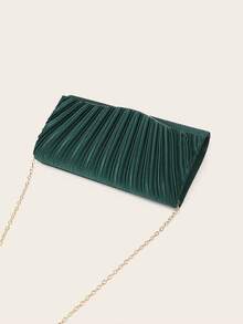 Pink Satin Ruched Evening Clutch Bag - Green - View 6