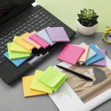 1pc Rectangular Striped Sticky Note, Self-Adhesive Label Sticker, Colorful And Firmly Adhered, Suitable For Classroom Marking, Office Memo, Scrapbook Decoration, Study Reminder, Back To School Stocking, Holiday Message Stationery - A - View 2