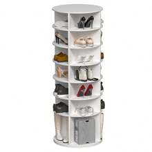 Rotating Shoe Rack Tower, Spinning Storage Rack, Standing 360° Revolving Shoe Organizer - 7 Floors, With the Ground Floor Raised Up - View 9