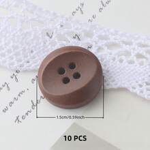 10 PCS 11-17mm Vintage Natural Brown Oval Pattern 4-Hole Wooden Buttons, Suitable For Shirts, Cardigans, Sweaters, Blazers, Coats, Versatile Wooden Decorative Buttons - Rounded Oval - View 10