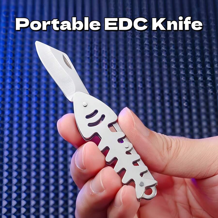 1pc Animal Casual Street Style Stainless Steel Fish Bone Keychain EDC Tool Pocket Knife