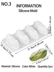 1pc Pistachio Shaped Silicone Mold, Baking Mousse Cake Mold, Cake Decoration Baking Mold - White - View 15