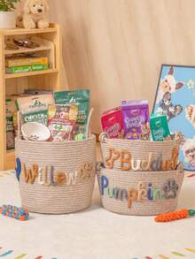 Customized Name Pet Storage Basket, Personalized Pet Toy Basket, Pet Toy Box, Gift For Dog Lovers - Multicolor - View 7