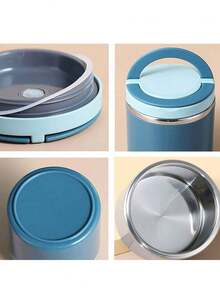630/1000ml Stainless Steel Insulated Lunch Box Set With Handle, Portable Large Capacity Food Container (Insulation Time 1-2 Hours) - Multicolor - View 5