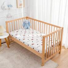 2件組嬰兒100%純棉卡通印花包床單，透氣吸濕床墊套床單組，四季適用拼布床墊保護套，多尺寸可選 - 星星小象+愛心小熊 - 查看 9