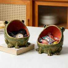 1 Cute Frog Candy Tray, Fun Big Mouth Figurine, Suitable For Key Tray Foyer Desktop, Ceramic Frog Shaped Jewelry Dish Tray, Fun Candy Dish And Cookie Jar, Suitable For Home Kitchen Office Desktop Decoration - Multicolor - View 3
