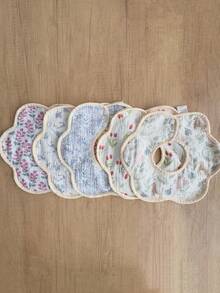 Baby Gauze & Bean Fleece Petal Design Bib, Pure Cotton Drool Bib For Newborns - Multicolor - View 10