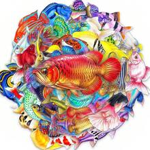 50Pcs New Creative Fish Shaped PET Stickers Various Unique Colorful Fish Waterproof Decals For Daily Decor - 50 PCS - View 5