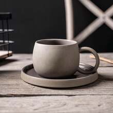 2 Pieces Coffee Cup Set, Vintage Coarse Pottery Japanese Mug And Saucer Set, Nordic Afternoon Tea And Breakfast Cup, Back To School Season - Multicolor - View 4
