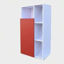 Mueble Alacena Despensero Organizador Multiusos Melamina de Alta Resistencia, con Puerta, Estantes y Repisas (Blanco Rojo) - blanco rojo - Ver 2