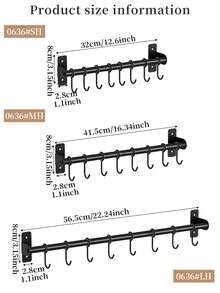 No-Drill Kitchen Hook Rack, Wall-Mounted Kitchen Utensil Holder, Movable Hooks, Suitable For Pots, Pans, Kitchen Tools, Space-Saving Kitchen Storage Rack, Multi-Scenario Use, Multi-Functional Hook Rack - Multicolor - View 8