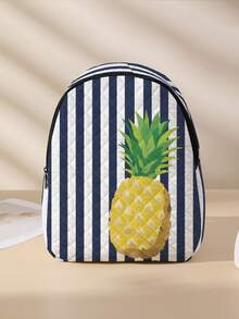 1pc Rhombus Pattern Backpack, School Bag, Storage Bag, Travel Storage Backpack, Fruit Print Design, Large Capacity Foldable Easy Storage Bag, Lightweight Burden Reduction, Reinforced Double Shoulder Straps + Zipper Closure, Large Capacity Storage More Organized, Convenient And Practical For Accessing Items, Can Be Used As Student School Bag, Girl's Commuter Backpack, Short Trip Bag, Campus Casual Backpack, Suitable For School Books, Daily Commute, Outdoor Travel - Multicolor - View 11