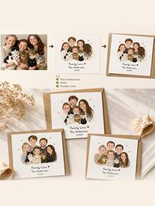 Custom Portrait Greeting Card, Personalized Photo Drawing Card With Custom Text, Hand‑Drawn Family & Pet Portrait, Sweet Gift For Valentine's Day, Anniversary, Suitable For Sending Warm Wishes To Your Loved Ones - Multicolor - View 5