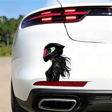Cool Female Biker Car Sticker, Waterproof Anti‑Scratch Vinyl Decal, Fashion Motorcycle Rider Girl Sticker, Decor For Truck, Motorbike, Laptop, Water Bottle - A - View 1