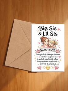 OBOVAY 1pc "Sisters" Greeting Card With Envelope - Thoughtful Gift For Sisters, Celebrating Sisterly Love, Suitable For Birthday And Special Occasions, Blank Inside - View 4