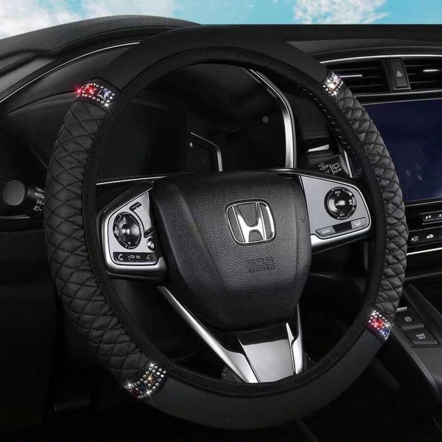 1pc Universal Non-Slip Car Steering Wheel Cover, Stitched Line ...
