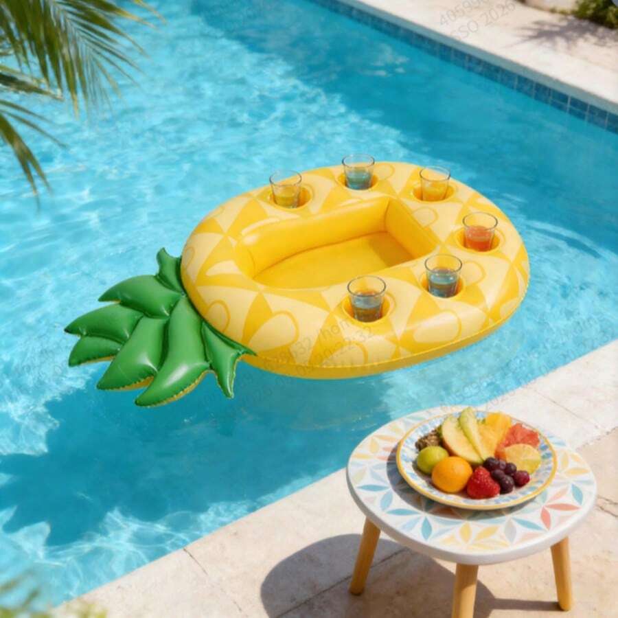 1pc Inflatable Thickened Drink Cup Holder, Multifunctional Floating Cup Coaster For Water - Multicolor - View 1